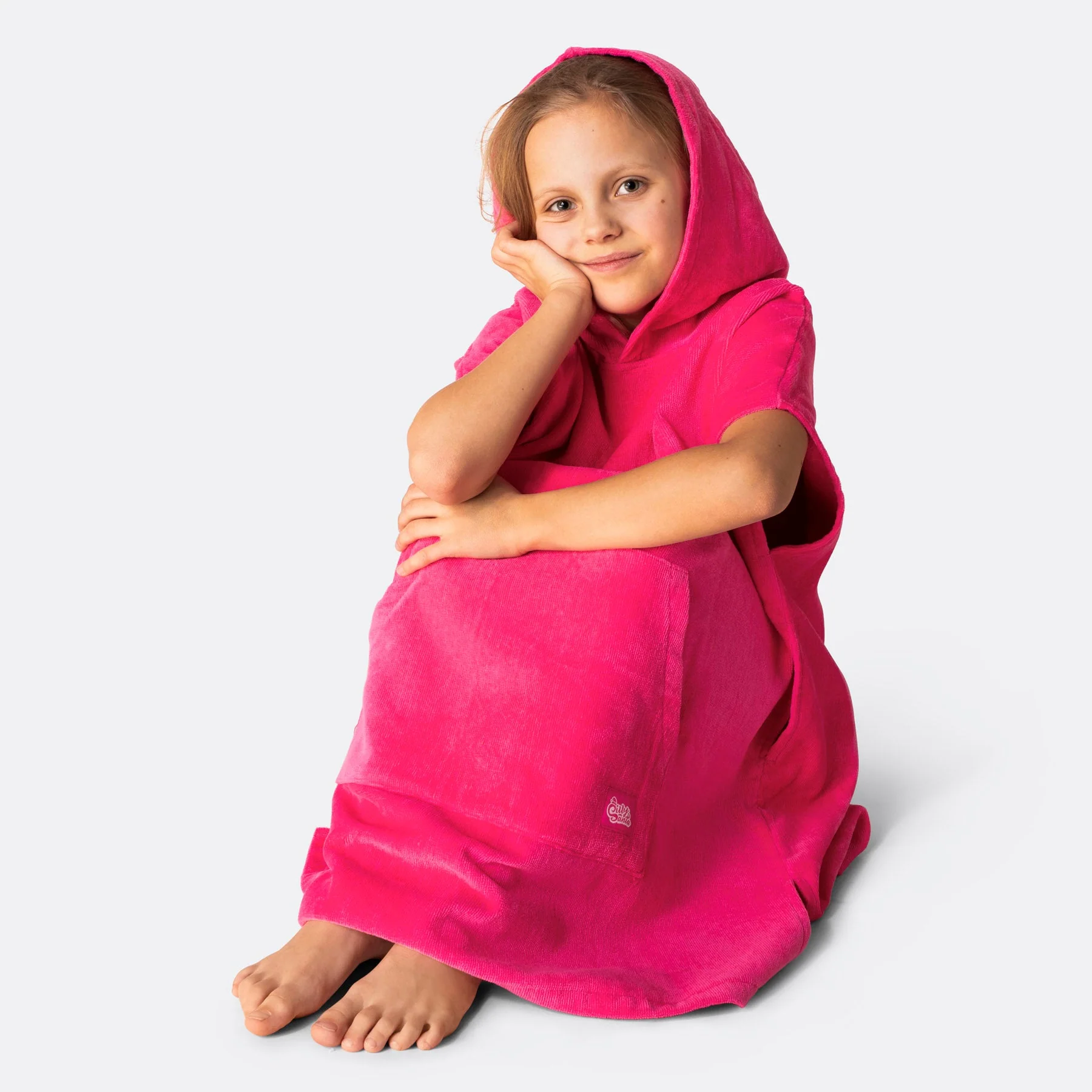 Kids' Hot Pink Towel Poncho - Image 2