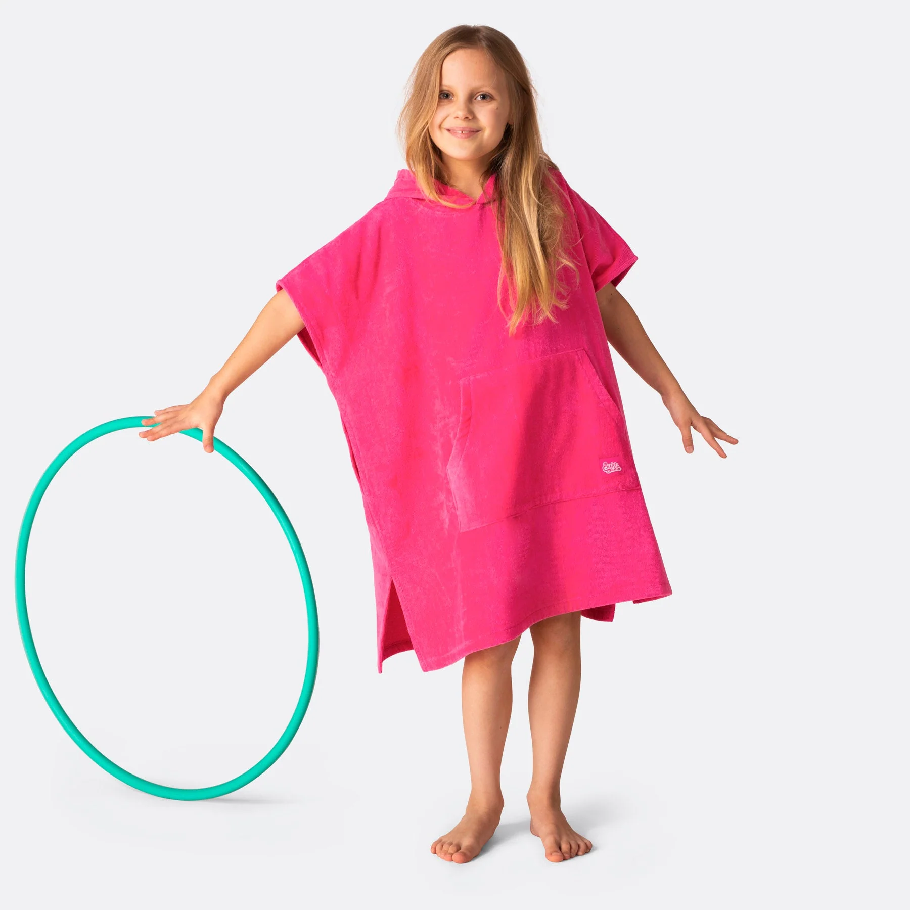 Kids' Hot Pink Towel Poncho - Image 3