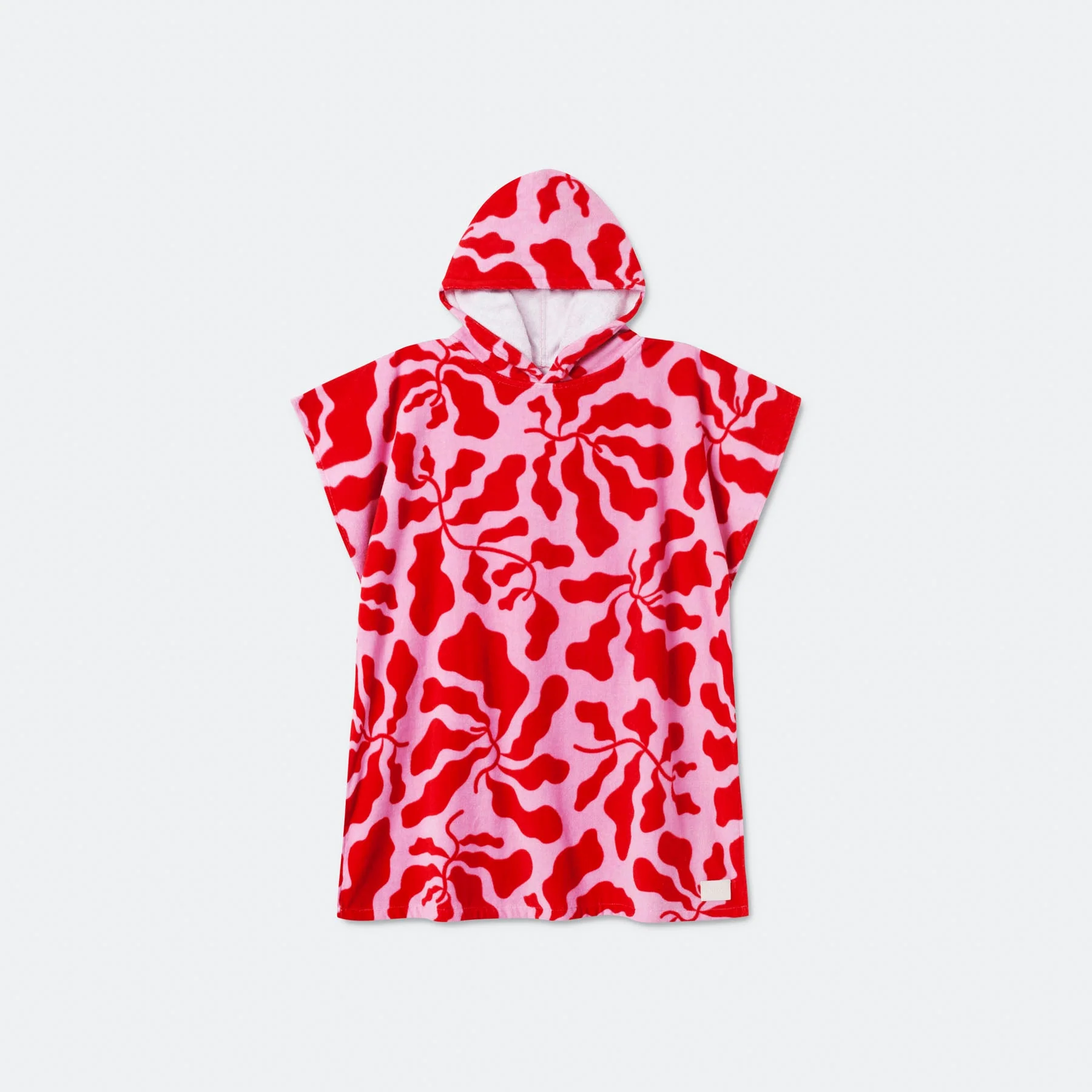 Kids' Patterned Pink Towel Poncho - Image 4