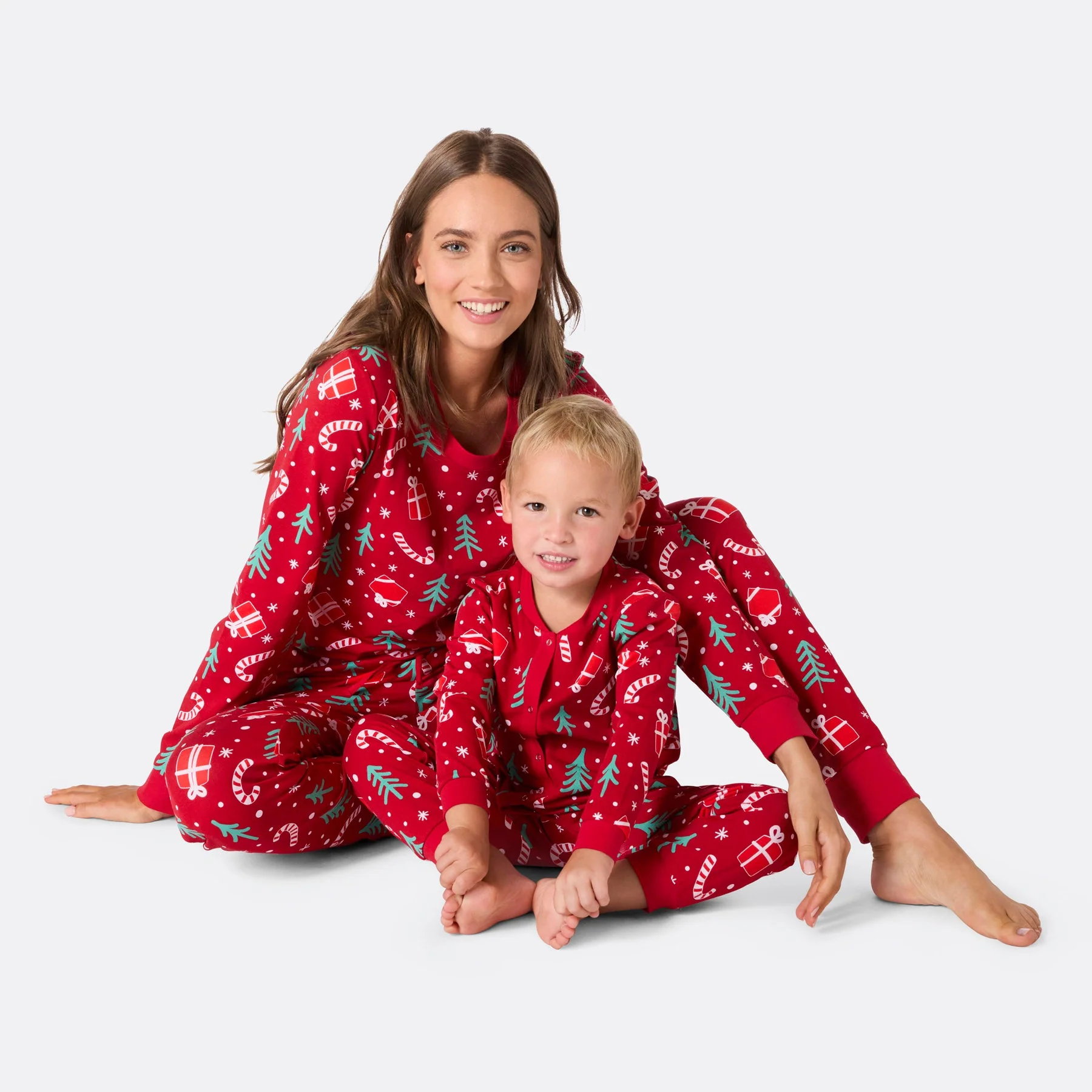 Kids' Red Christmas Pattern Overall Christmas Pyjamas - Image 2