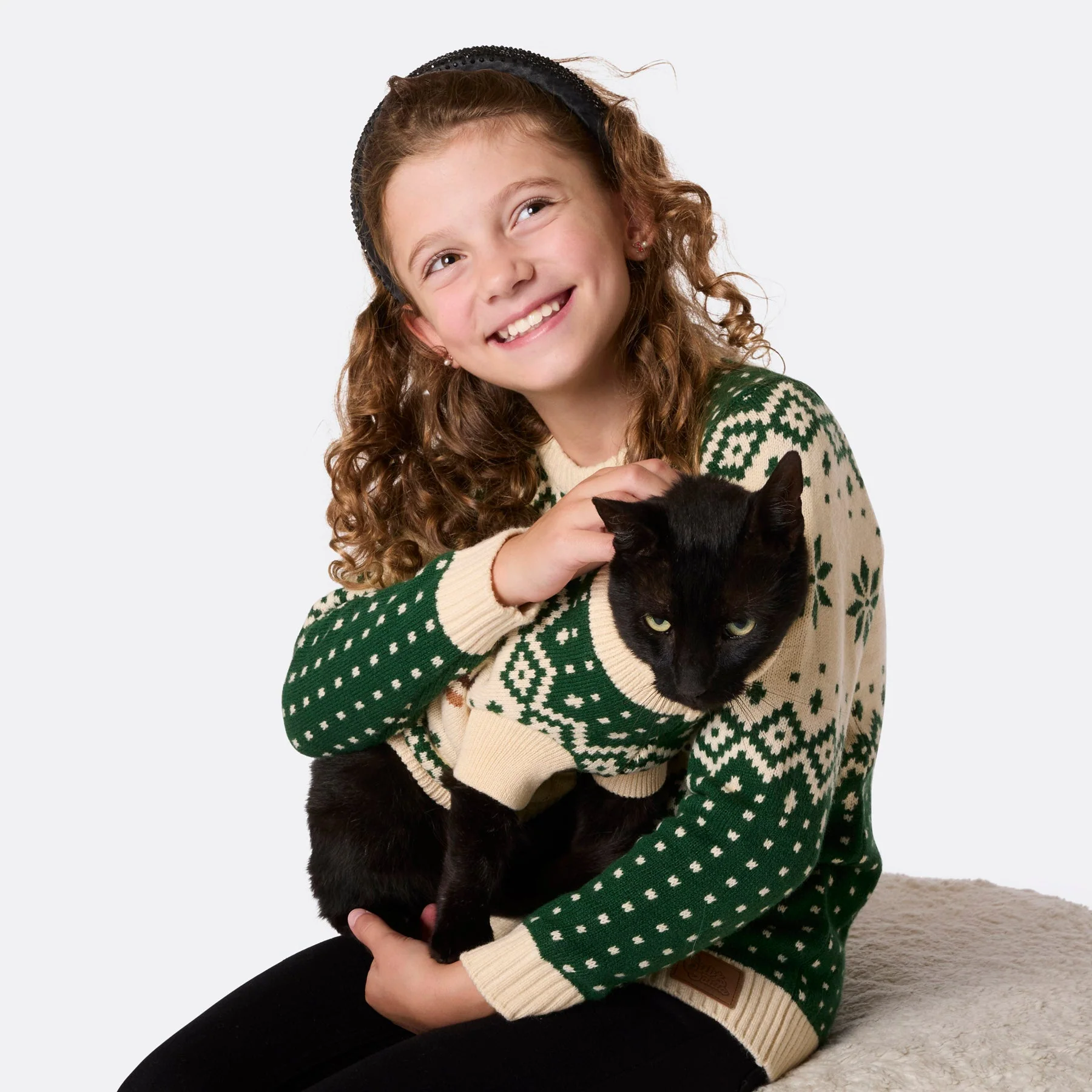 Kids' Retro Reindeer Green Christmas Sweater - Image 5