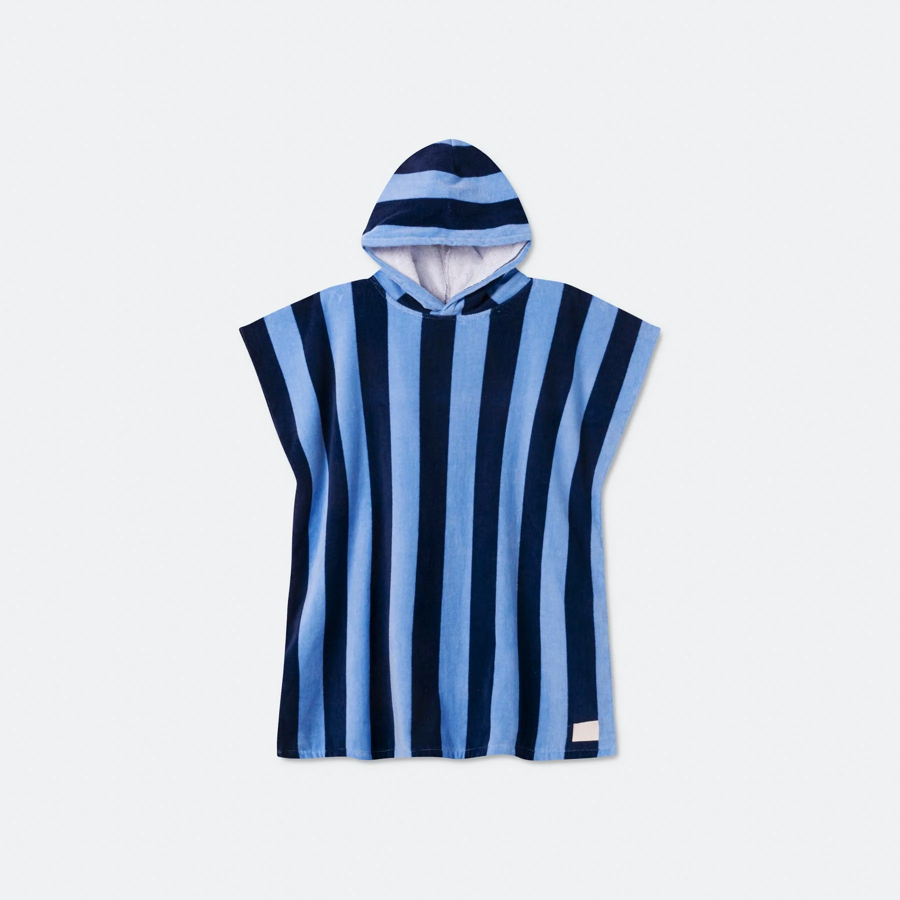 Kids' Striped Blue Towel Poncho - Image 5