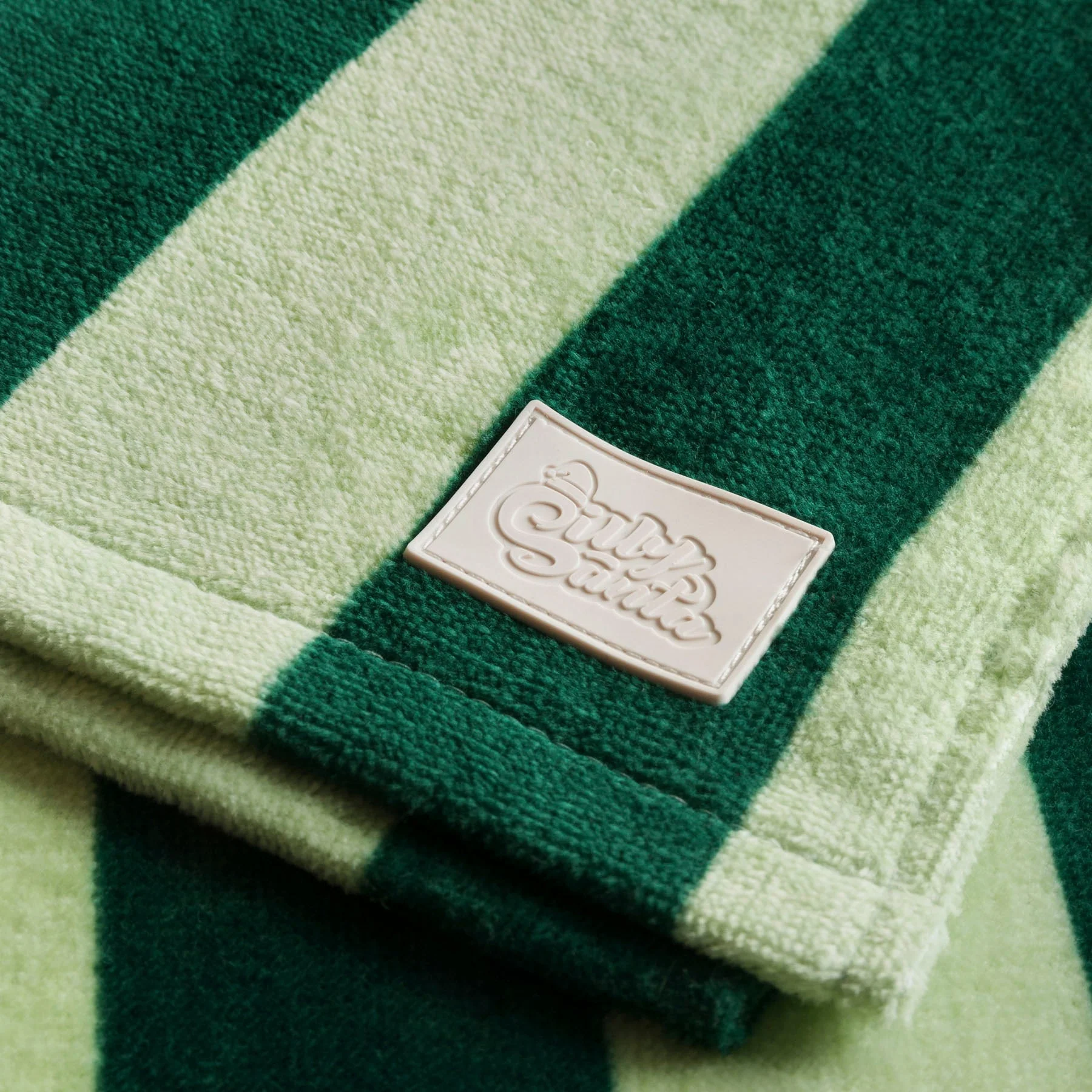 Kids' Striped Green Towel Poncho - Image 4