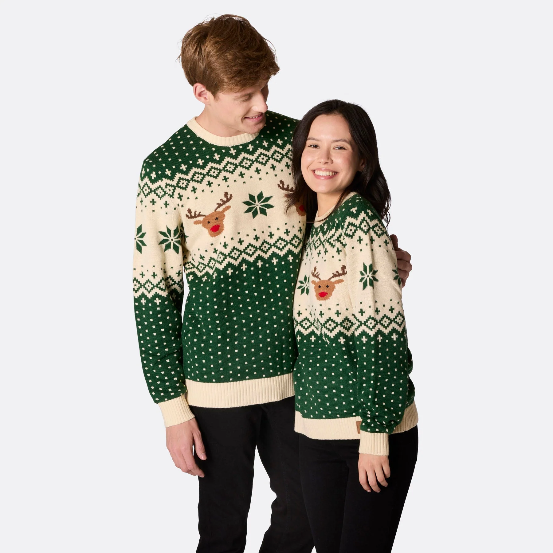Matching Family Christmas Sweaters - Green Retro Reindeer - Image 10