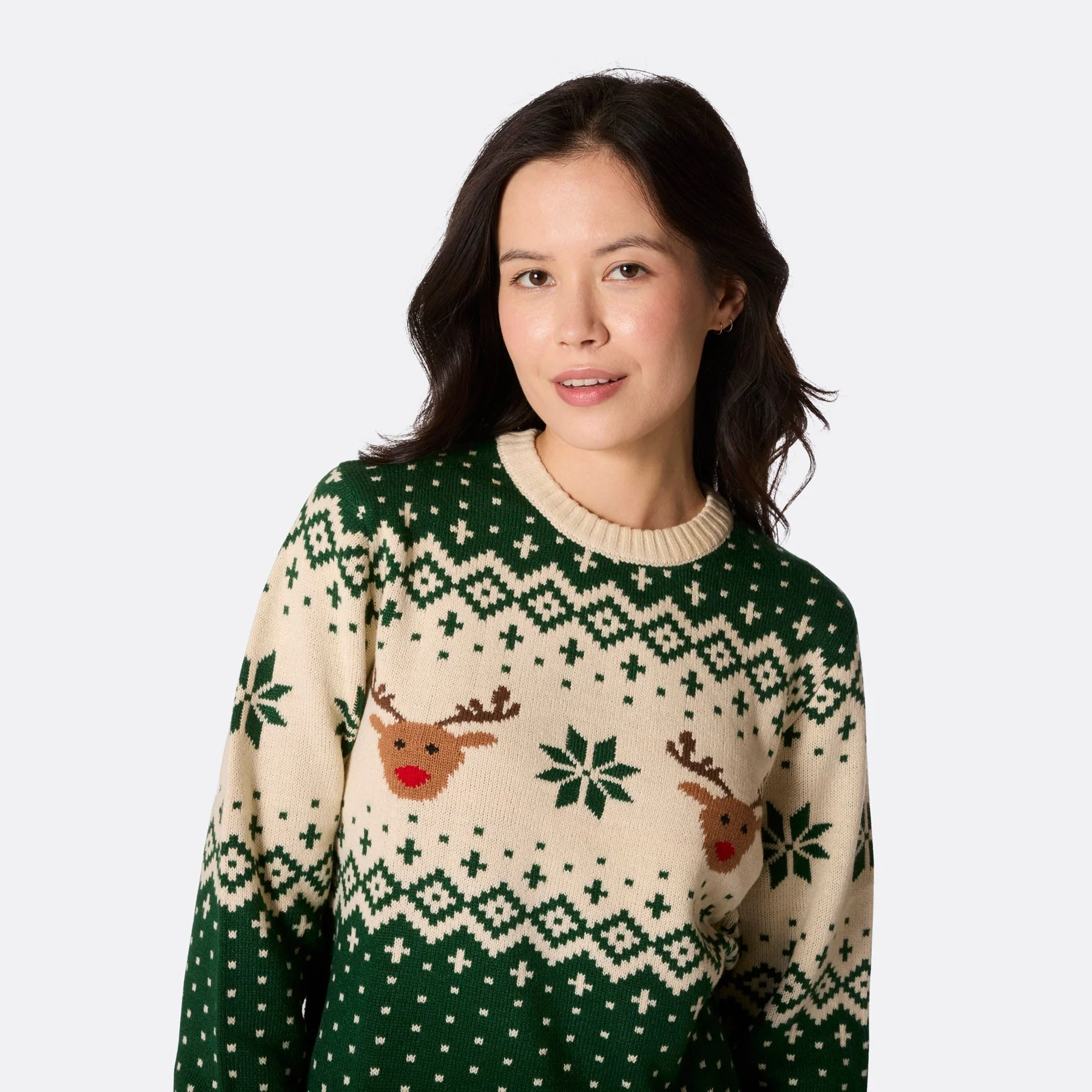 Matching Family Christmas Sweaters - Green Retro Reindeer - Image 8