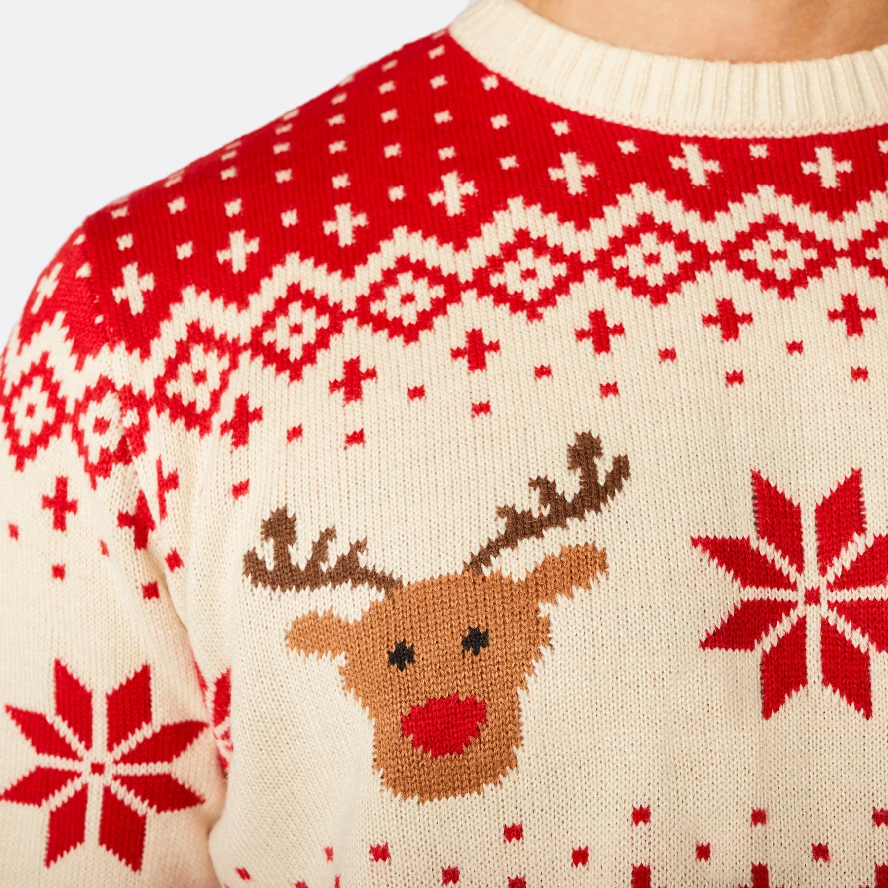 Matching Family Christmas Sweaters - Red Retro Reindeer - Image 8