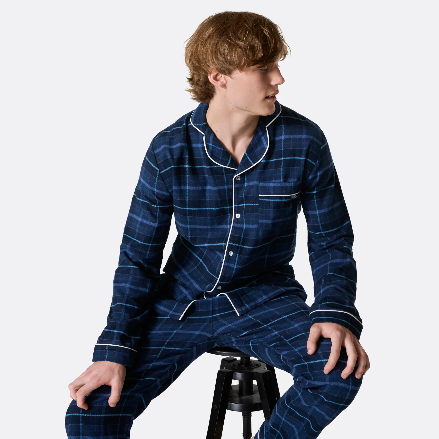 Men's Blue Flannel Christmas Pyjamas - Image 3