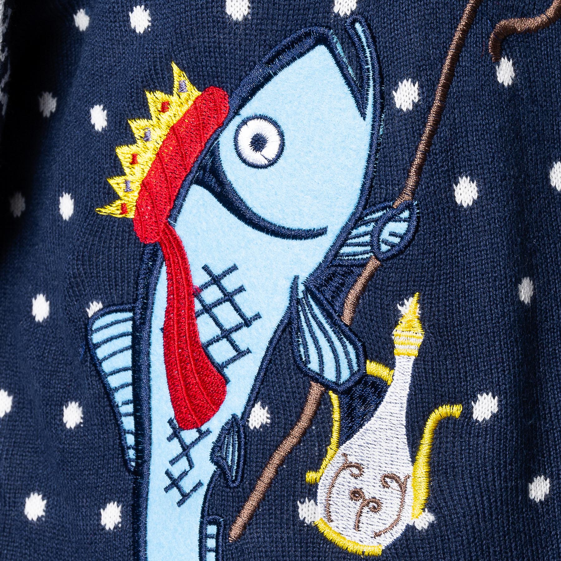 Men's Three Wise Fish Christmas Sweater - Image 6
