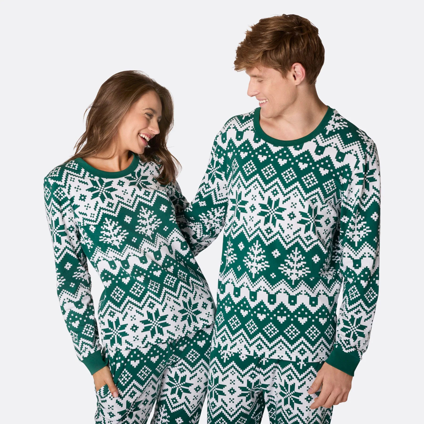 Women's Green Christmas Knit Christmas Pyjamas - Image 2