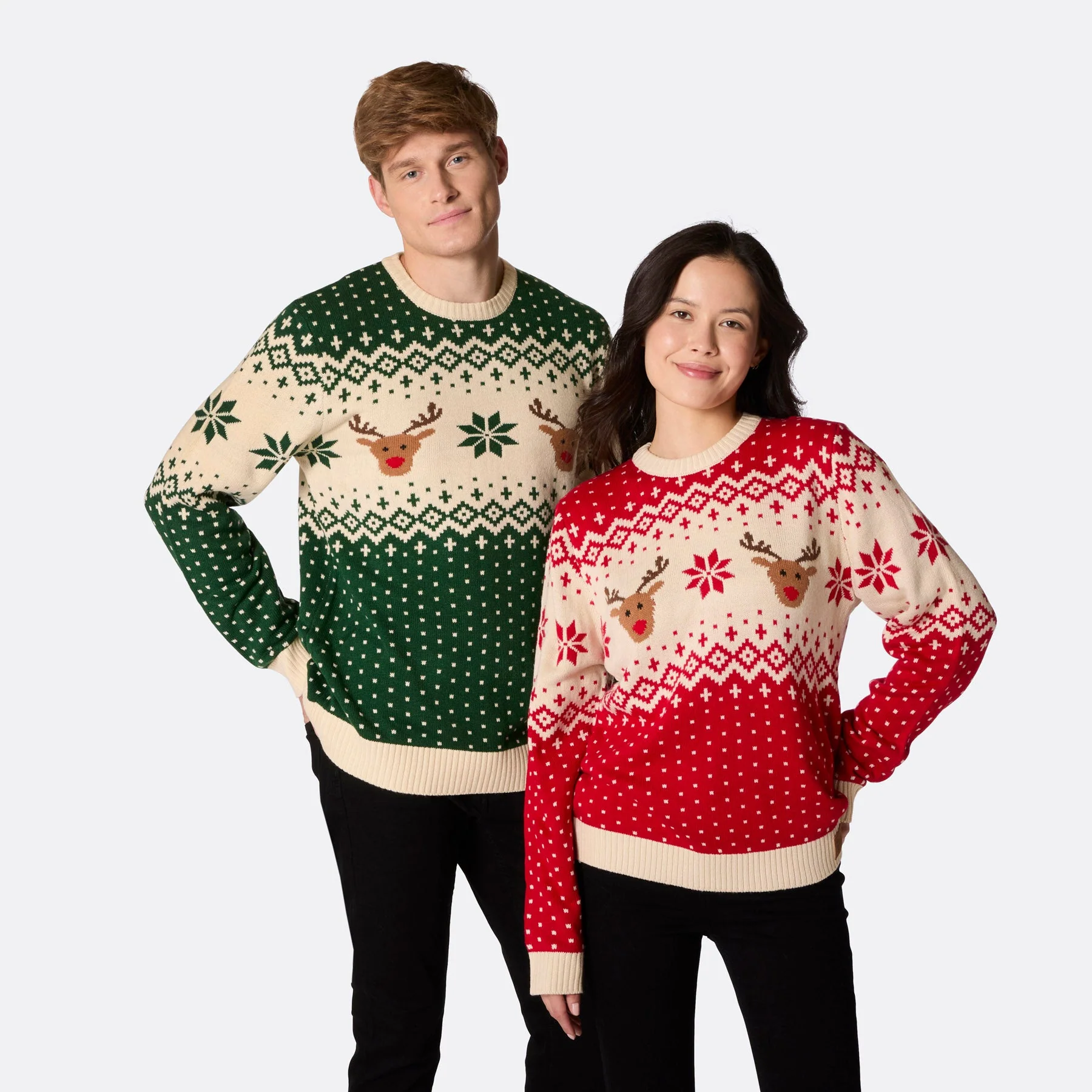 Women's Retro Reindeer Green Christmas Sweater - Image 8